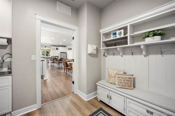 Dining room, Interior, Kitchen, Recessed Lighting, Wood Texture Flooring