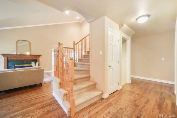 Fireplace, Interior, Recessed Lighting, Wood Texture Flooring