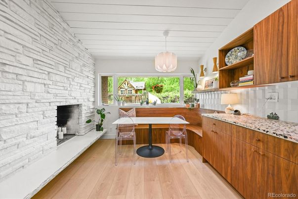 Interior, Pendant Lights, Stone Walls, Wood Texture Flooring