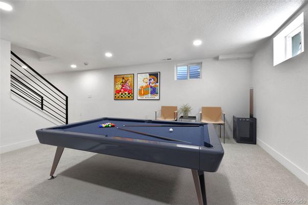 Billiard Table, Game Room, Interior, Recessed Lighting