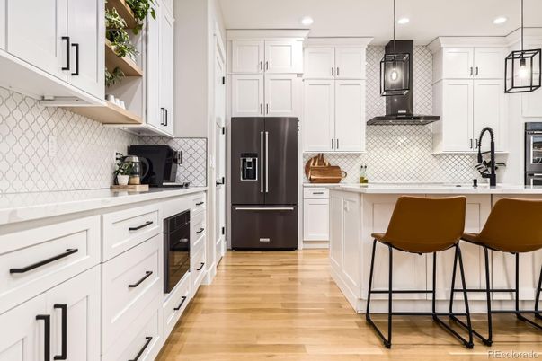 Interior, Kitchen, Pendant Lights, Recessed Lighting, Wood Texture Flooring
