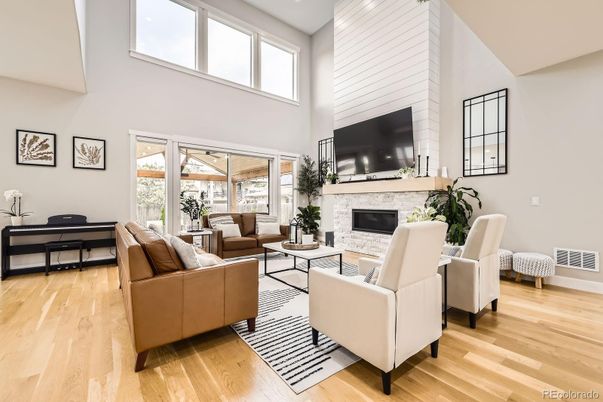 Fireplace, Interior, Living room, Piano, Wood Texture Flooring