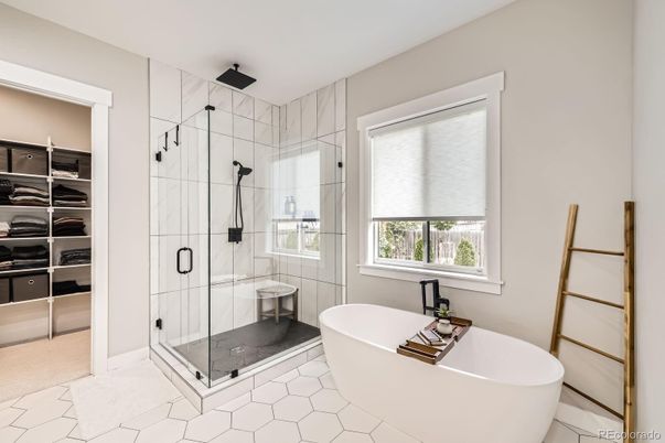 Bathroom, Free Standing Baths, Glass Shower, Interior, Marble