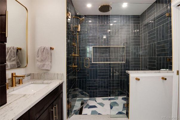 Bathroom, Glass Shower, Interior, Recessed Lighting