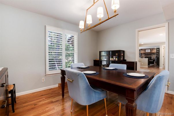 Dining room, Interior, Recessed Lighting, Wood Texture Flooring