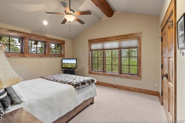 Bedroom, Interior, Recessed Lighting, Wooden Beams