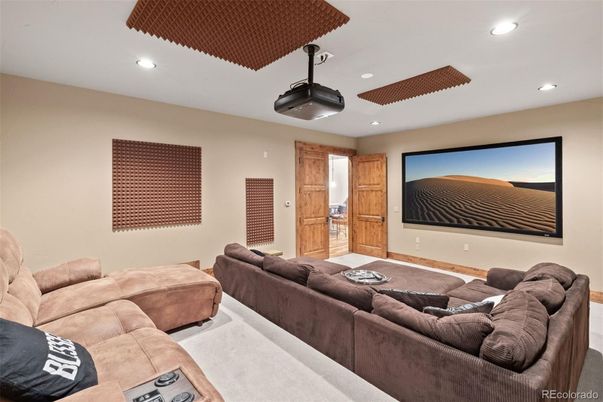 Interior, Living room, Projection Screen, Recessed Lighting, Theatre Room