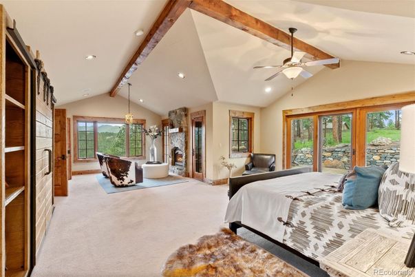 Bedroom, Interior, Pendant Lights, Recessed Lighting, Wooden Beams