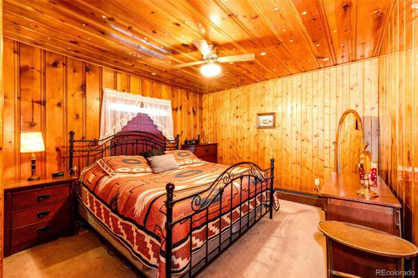 Bedroom, Interior, Recessed Lighting, Wooden Ceilings, Wooden Walls