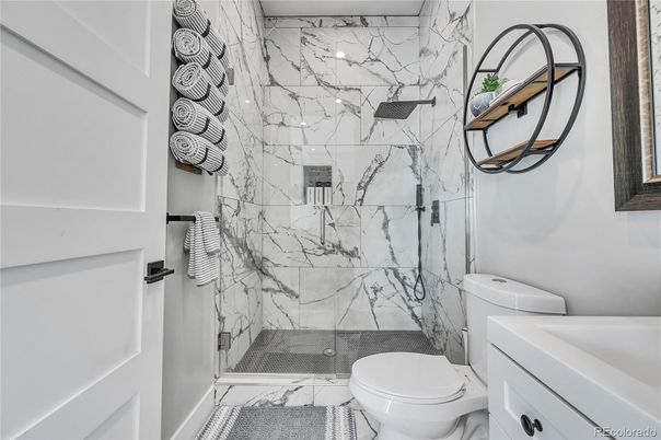 Bathroom, Glass Shower, Interior, Marble Walls