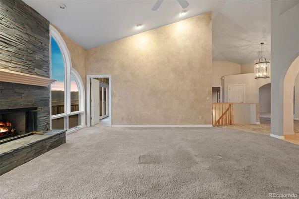 Empty room, Fireplace, Interior, Pendant Lights, Recessed Lighting