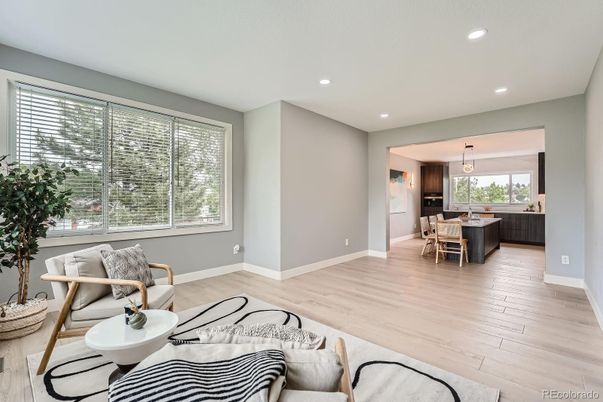 Dining room, Interior, Pendant Lights, Recessed Lighting, Wood Texture Flooring