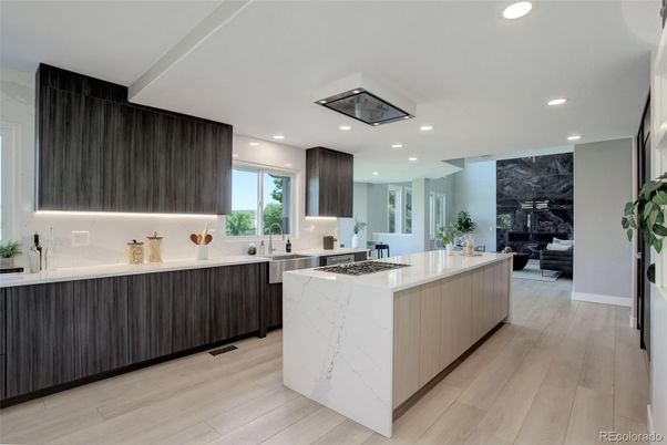 Interior, Kitchen, Recessed Lighting, Wood Texture Flooring