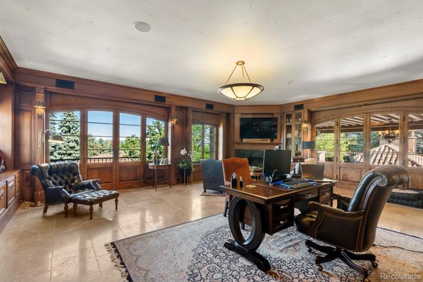 Home Office, Interior, Recessed Lighting, Wooden Walls