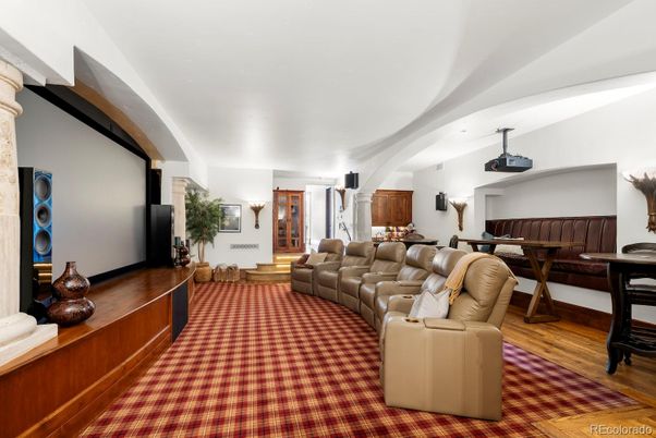 Home Theatre Room, Interior, Living room, Projection Screen, Theatre Room, Wood Texture Flooring