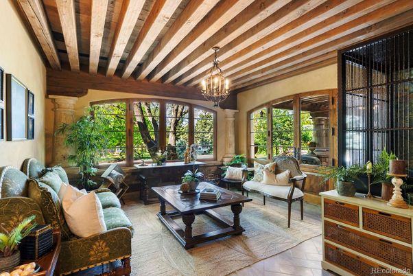 Chandelier, Interior, Living room, Pendant Lights, Wooden Beams