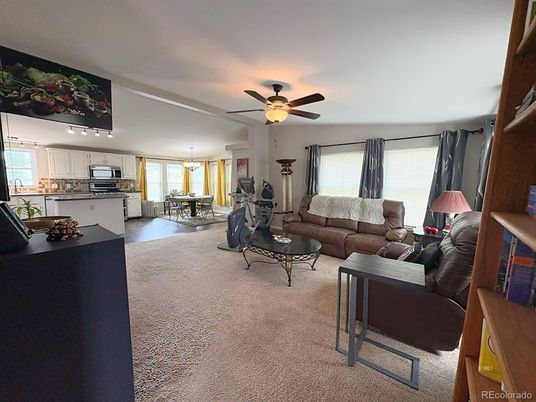 Chandelier, Dining room, Interior, Kitchen, Living room, Pendant Lights, Stainless Steel Appliances
