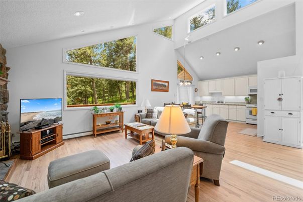 Dining room, Interior, Kitchen, Living room, Pendant Lights, Recessed Lighting, Wood Texture Flooring