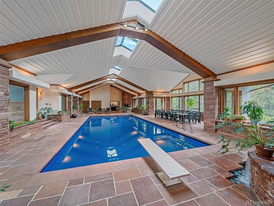 Interior, Pool, Stone Walls, Wooden Beams
