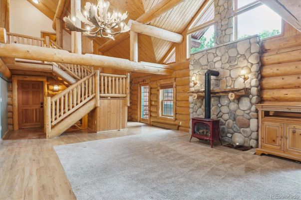 Chandelier, Fireplace, Interior, Stone Walls, Wooden Beams, Wooden Ceilings, Wood Texture Flooring, Wooden Walls