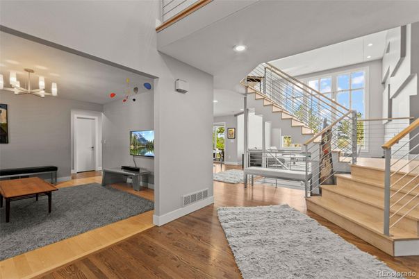 Chandelier, Interior, Recessed Lighting, Wood Texture Flooring