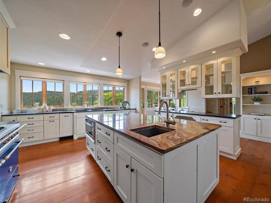 Interior, Kitchen, Pendant Lights, Recessed Lighting, Wood Texture Flooring