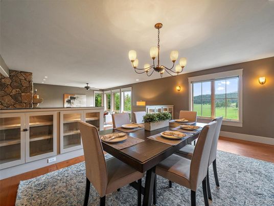 Chandelier, Dining room, Interior, Wood Texture Flooring