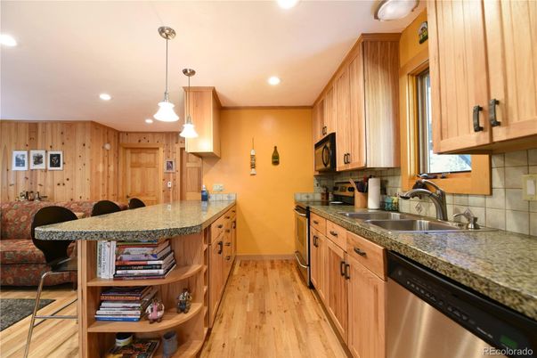 Interior, Kitchen, Pendant Lights, Recessed Lighting, Wood Texture Flooring
