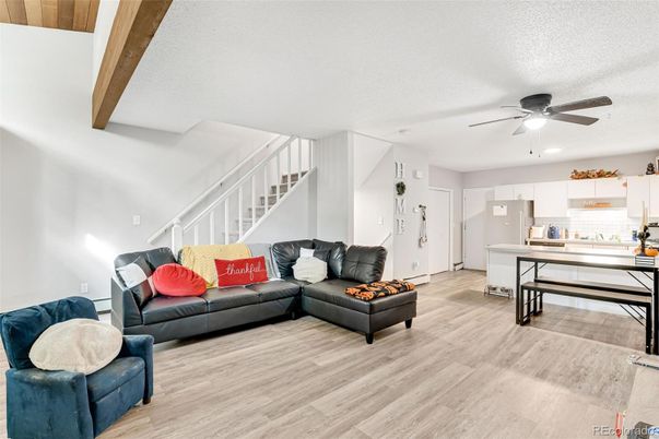 Interior, Kitchen, Living room, Recessed Lighting, Wood Texture Flooring