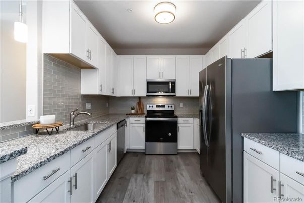 Interior, Kitchen, Pendant Lights, Stainless Steel Appliances, Wood Texture Flooring