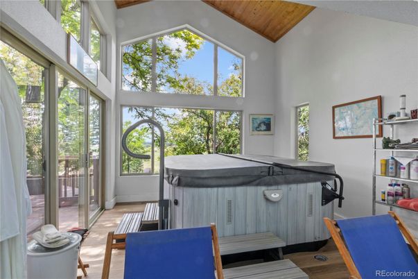 Hot Tub, Interior, Sun Room, Wood Texture Flooring