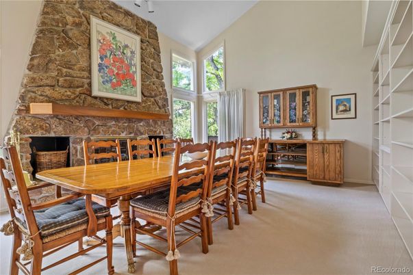 Dining room, Fireplace, Interior, Stone Walls