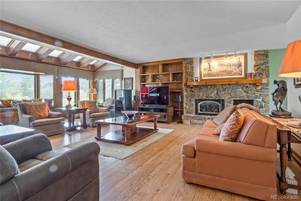 Fireplace, Interior, Living room, Wooden Beams, Wood Texture Flooring