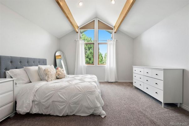 Bedroom, Interior, Recessed Lighting, Wooden Beams