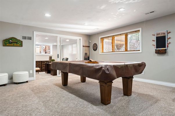 Billiard Table, Game Room, Interior, Recessed Lighting