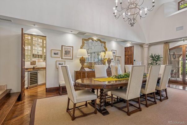 Chandelier, Dining room, Interior, Wood Texture Flooring