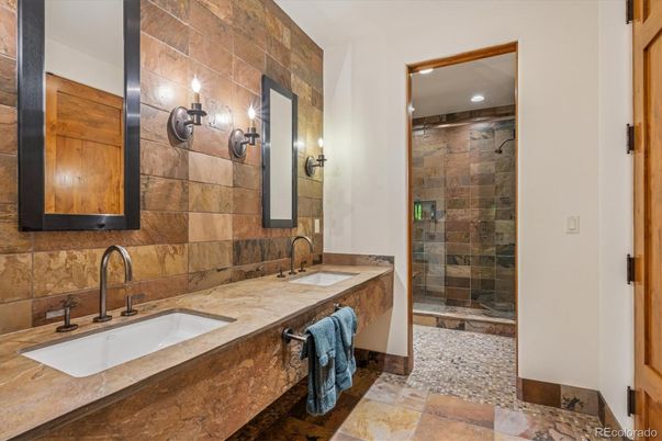 Bathroom, Dual Sink Vanities, Glass Shower, Interior, Recessed Lighting