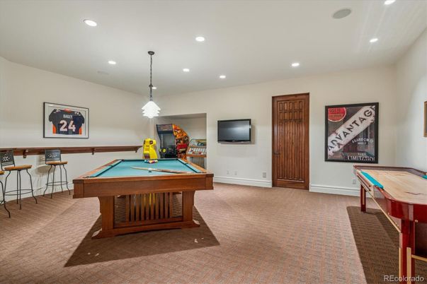 Billiard Table, Game Room, Interior, Pendant Lights, Recessed Lighting
