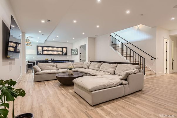 Interior, Living room, Recessed Lighting, Wood Texture Flooring