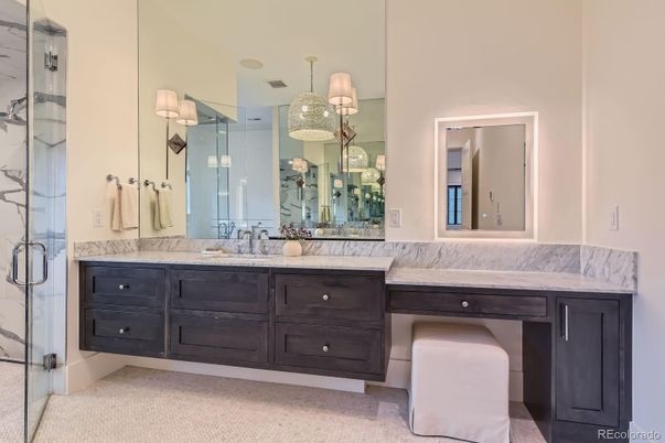 Bathroom, Dual Sink Vanities, Glass Shower, Interior
