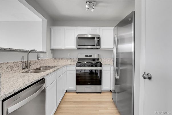 Interior, Kitchen, Stainless Steel Appliances, Wood Texture Flooring