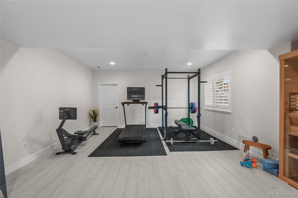 Fitness Equipment, Interior, Recessed Lighting, Wood Texture Flooring