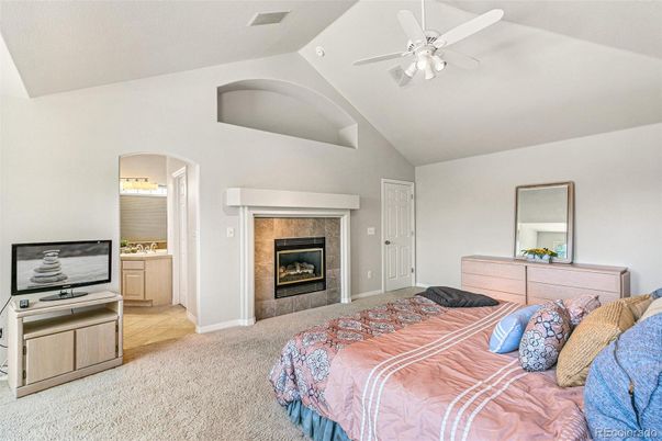 Bedroom, Fireplace, Interior