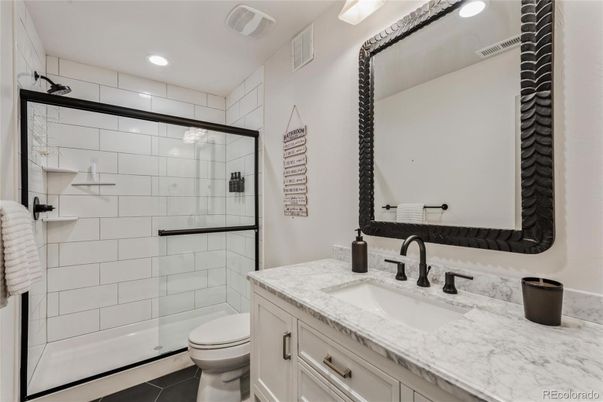 Bathroom, Glass Shower, Interior, Recessed Lighting