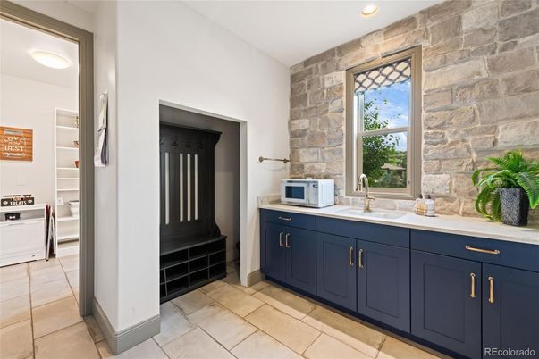 Interior, Kitchen, Recessed Lighting, Stone Walls
