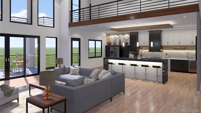 Interior, Kitchen, Living room, Pendant Lights, Recessed Lighting, Water, Wood Texture Flooring