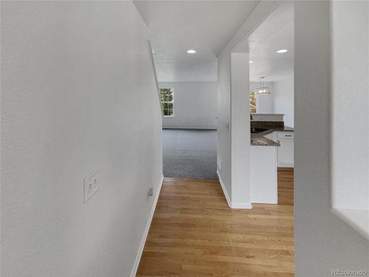 Interior, Kitchen, Pendant Lights, Recessed Lighting, Wood Texture Flooring