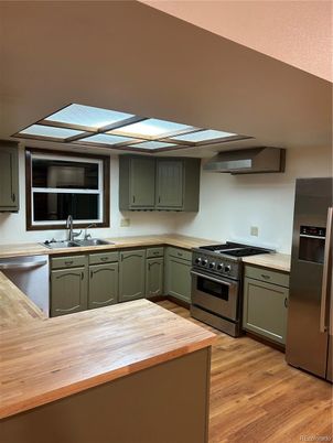 Interior, Kitchen, Stainless Steel Appliances, Wood Texture Flooring