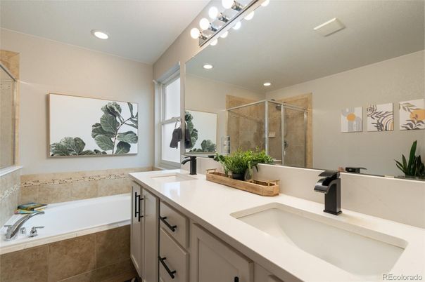 Bathroom, Dual Sink Vanities, Glass Shower, Interior, Recessed Lighting