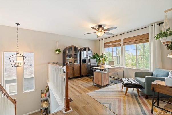Home Office, Interior, Pendant Lights, Wood Texture Flooring